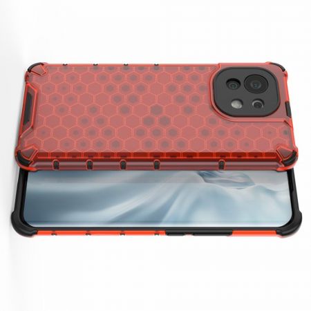 Honeycomb Противоударный Защитный Силиконовый Чехол для Телефона TPU для Xiaomi Mi 11 Красный