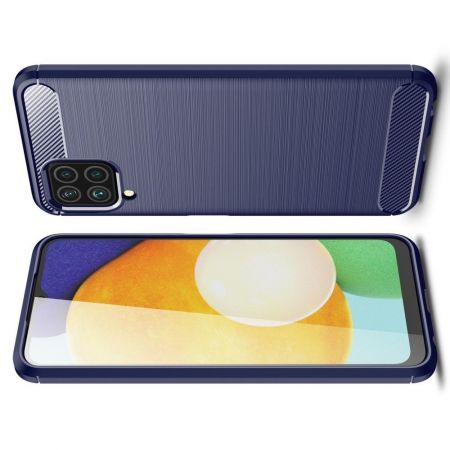 Carbon Fibre Силиконовый матовый бампер чехол для Samsung Galaxy M32 Синий