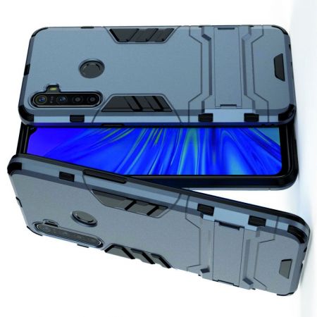 Защитный усиленный гибридный чехол противоударный с подставкой для OPPO Realme 5 Синий