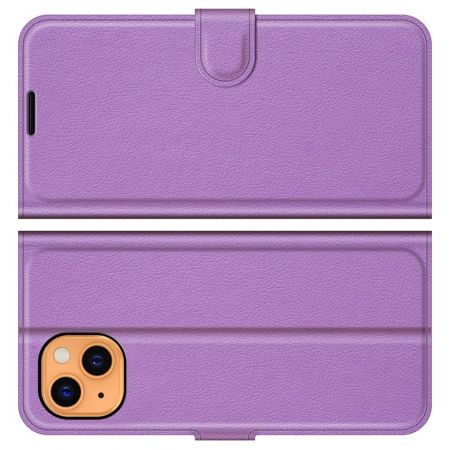 Боковая Чехол Книжка Кошелек с Футляром для Карт и Застежкой Магнитом для iPhone 13 Фиолетовый