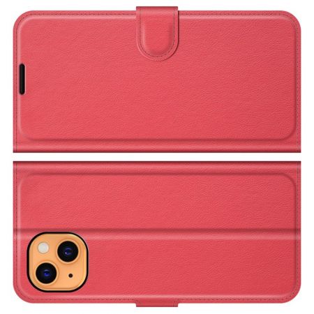 Боковая Чехол Книжка Кошелек с Футляром для Карт и Застежкой Магнитом для iPhone 13 Красный