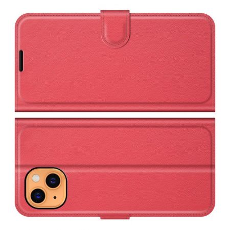 Боковая Чехол Книжка Кошелек с Футляром для Карт и Застежкой Магнитом для iPhone 13 mini Красный