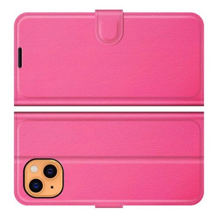 Боковая Чехол Книжка Кошелек с Футляром для Карт и Застежкой Магнитом для iPhone 13 mini Розовый
