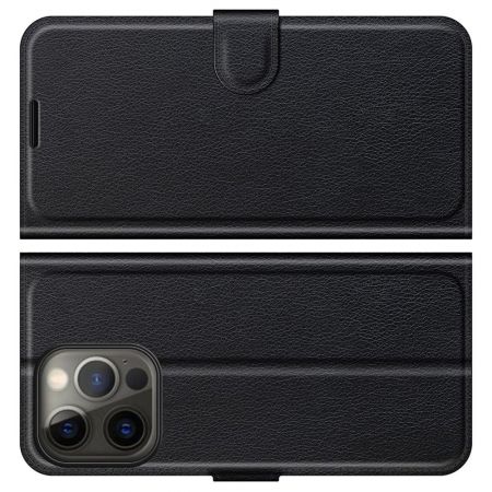 Боковая Чехол Книжка Кошелек с Футляром для Карт и Застежкой Магнитом для iPhone 13 Pro Черный