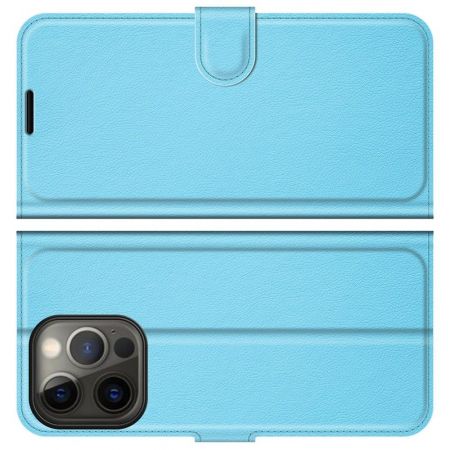 Боковая Чехол Книжка Кошелек с Футляром для Карт и Застежкой Магнитом для iPhone 13 Pro Синий