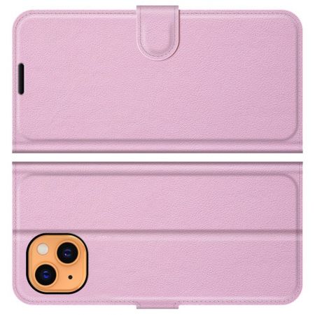 Боковая Чехол Книжка Кошелек с Футляром для Карт и Застежкой Магнитом для iPhone 13 Светло Розовый