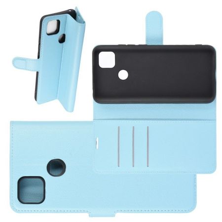 Боковая Чехол Книжка Кошелек с Футляром для Карт и Застежкой Магнитом для Xiaomi Redmi 9C Голубой