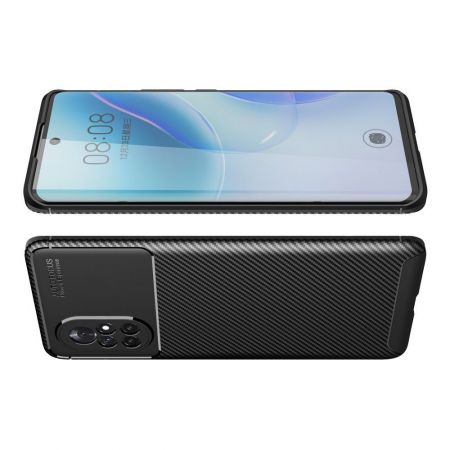 Carbon Fibre Силиконовый матовый бампер чехол для Huawei Nova 8 Черный