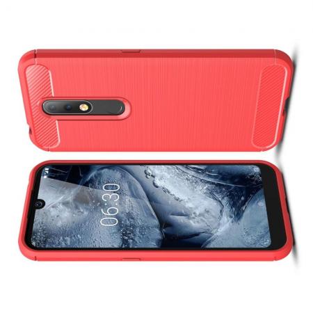 Carbon Fibre Силиконовый матовый бампер чехол для Nokia 4.2 Коралловый