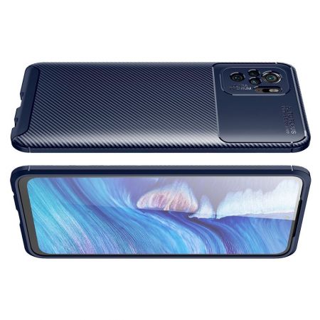 Carbon Fibre Силиконовый матовый бампер чехол для Xiaomi Redmi Note 10 Синий