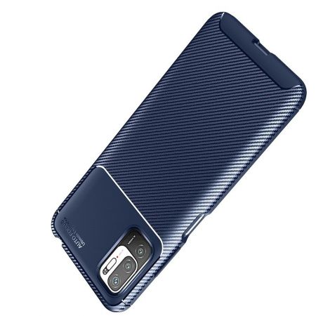 Carbon Fibre Силиконовый матовый бампер чехол для Xiaomi Redmi Note 10T / POCO M3 PRO Синий