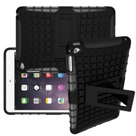 Двухкомпонентный Противоскользящий Гибридный Противоударный Чехол для Apple iPad mini 2019 с Подставкой Черный