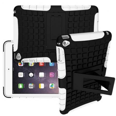 Двухкомпонентный Противоскользящий Гибридный Противоударный Чехол для Apple iPad mini 2019 с Подставкой Белый