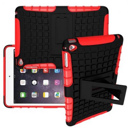 Двухкомпонентный Противоскользящий Гибридный Противоударный Чехол для Apple iPad mini 2019 с Подставкой Красный