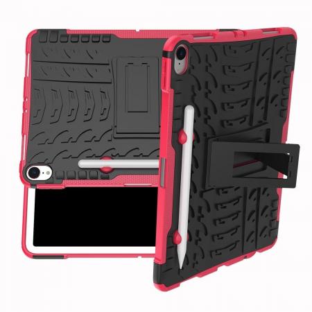 Двухкомпонентный Противоскользящий Гибридный Противоударный Чехол для iPad Pro 11 2018 с Подставкой Розовый