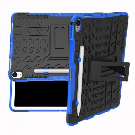 Двухкомпонентный Противоскользящий Гибридный Противоударный Чехол для iPad Pro 11 2018 с Подставкой Синий