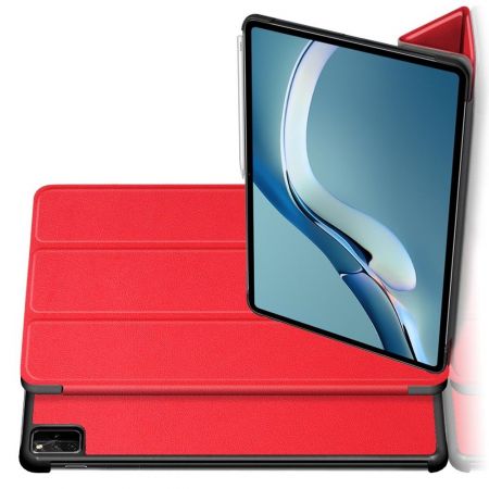 Двухсторонний Чехол Книжка для планшета Huawei MatePad Pro 12.6 (2021) Искусственно Кожаный с Подставкой Красный
