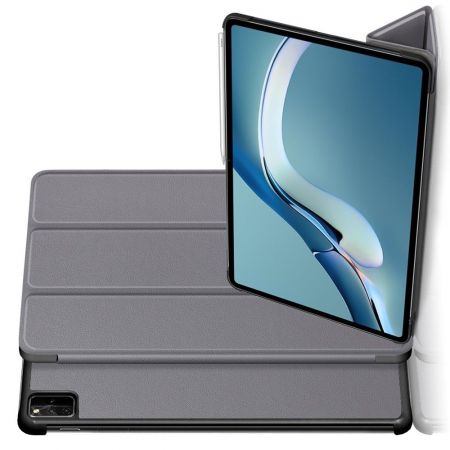 Двухсторонний Чехол Книжка для планшета Huawei MatePad Pro 12.6 (2021) Искусственно Кожаный с Подставкой Серый