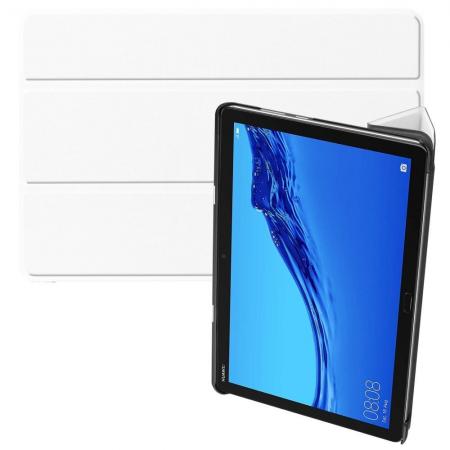 Двухсторонний Чехол Книжка для планшета Huawei Mediapad M5 Lite 10 Искусственно Кожаный с Подставкой Белый