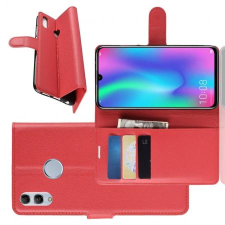 Флип чехол книжка с кошельком подставкой отделениями для карт и магнитной застежкой для Huawei P Smart 2019 Красный