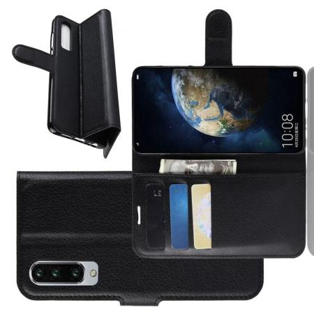 Флип чехол книжка с кошельком подставкой отделениями для карт и магнитной застежкой для Huawei P30 Черный