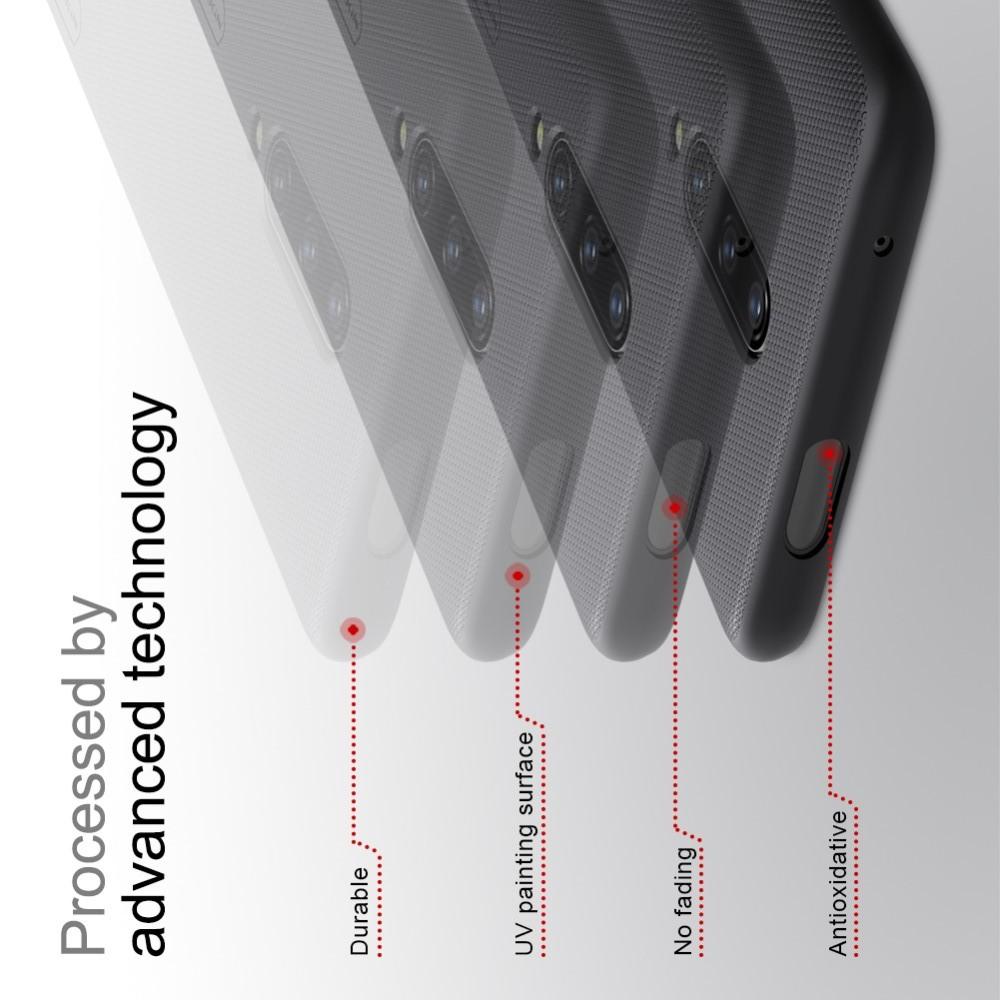 Пластиковый нескользящий NILLKIN Frosted кейс чехол для OnePlus 7 Белый цвет + подставка