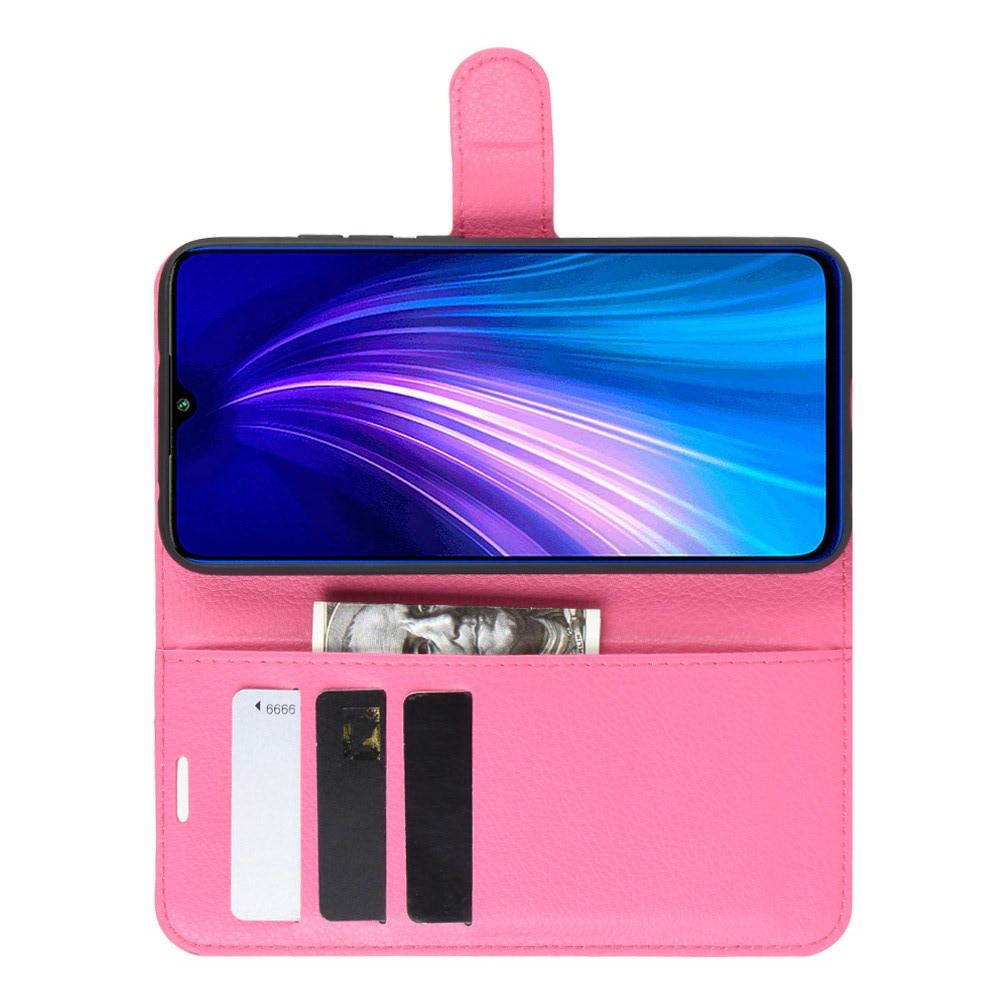 Боковая Чехол Книжка Кошелек с Футляром для Карт и Застежкой Магнитом для Xiaomi Redmi Note 8T Розовый
