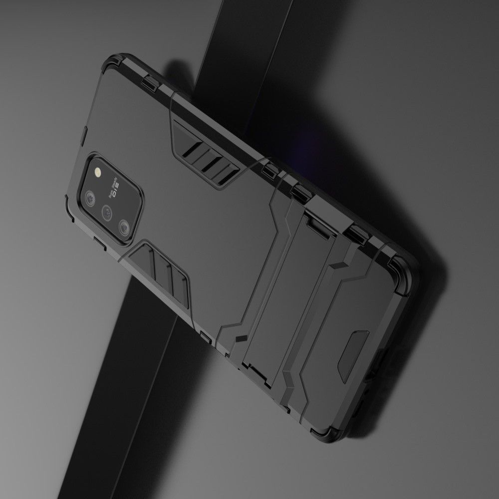 Защитный усиленный чехол противоударный с подставкой для Samsung Galaxy S10 Lite Черный