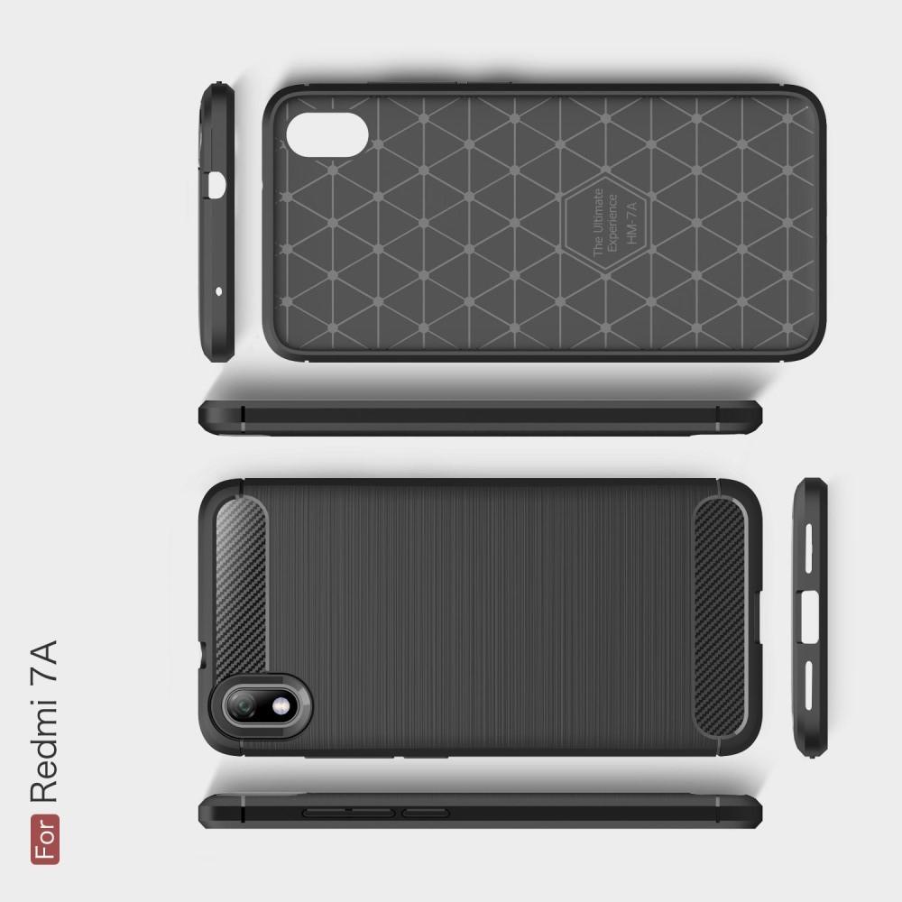 Carbon Fibre Силиконовый матовый бампер чехол для Xiaomi Redmi 7A Черный цвет