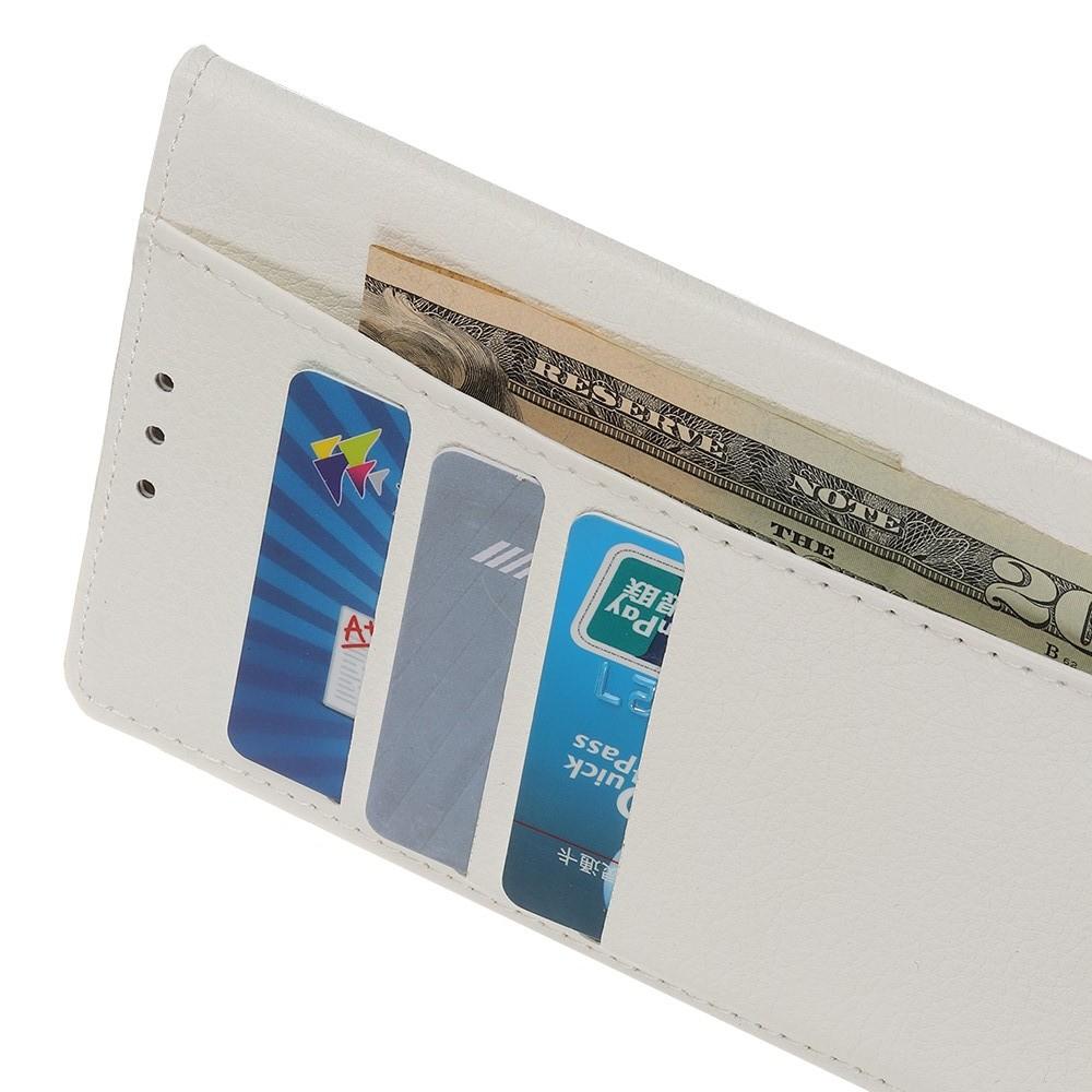Белый чехол книжка с кошельком подставкой отделениями для карт и магнитной застежкой для OnePlus 7