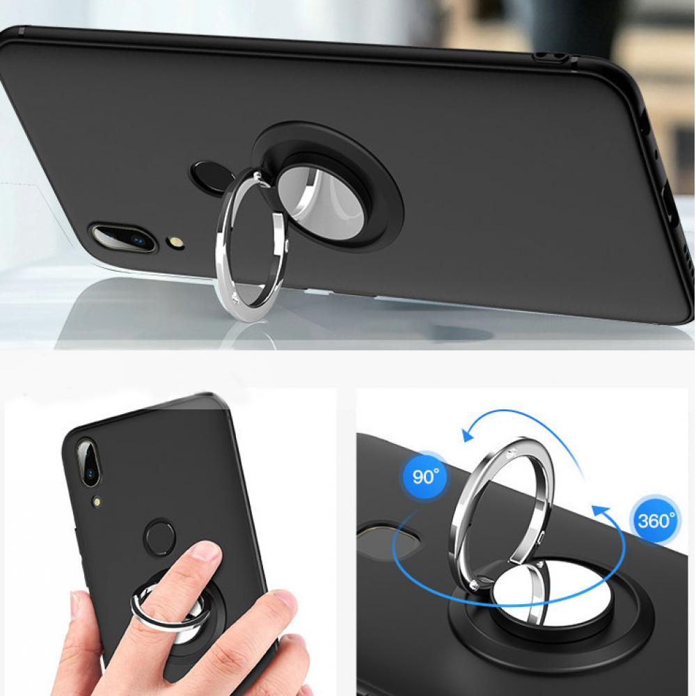 Силиконовый чехол с кольцом для пальца подставкой для Asus Zenfone Max Pro M2 ZB631KL Черный