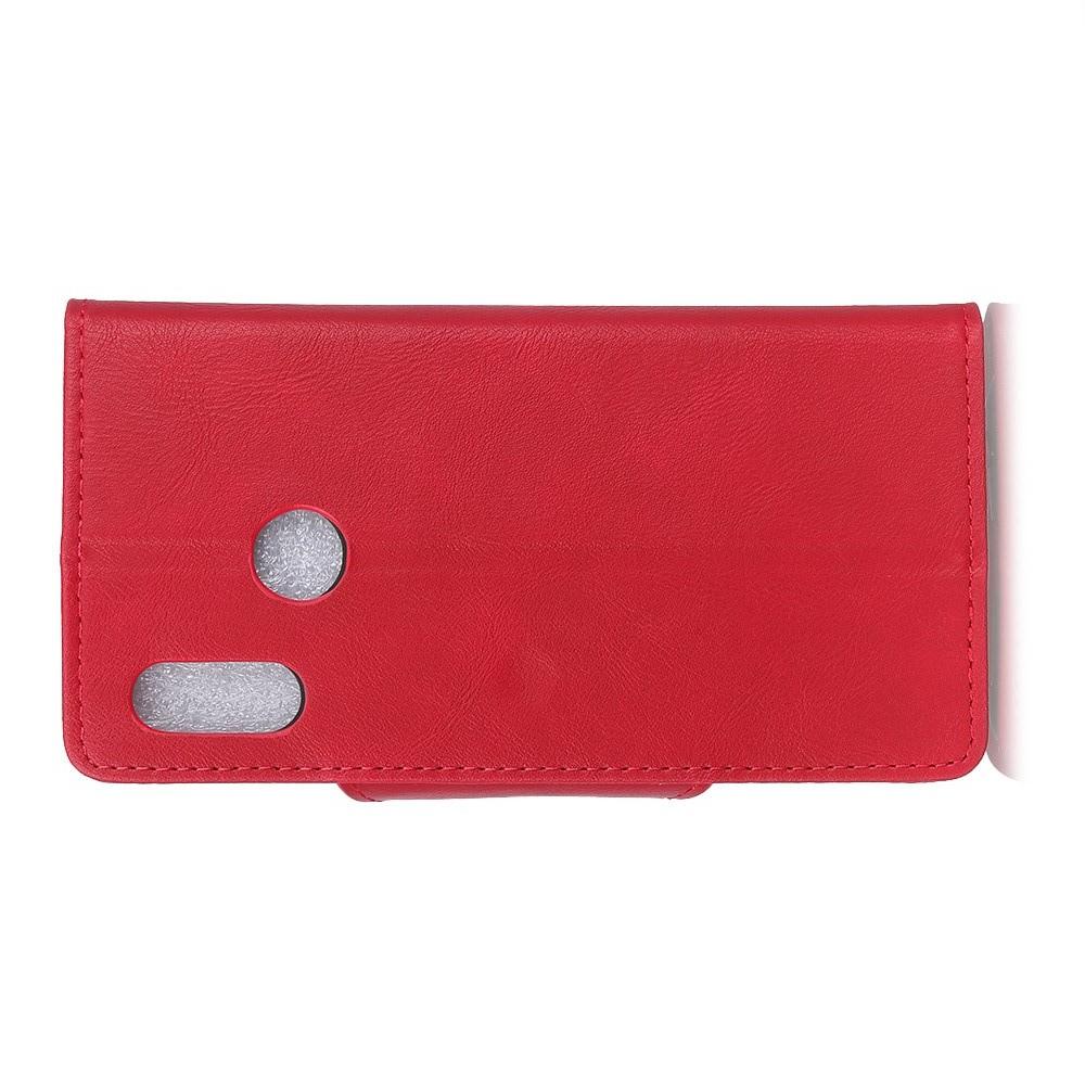 Боковая Чехол Книжка Кошелек с Футляром для Карт и Застежкой Магнитом для Asus Zenfone Max M2 ZB633KL Красный