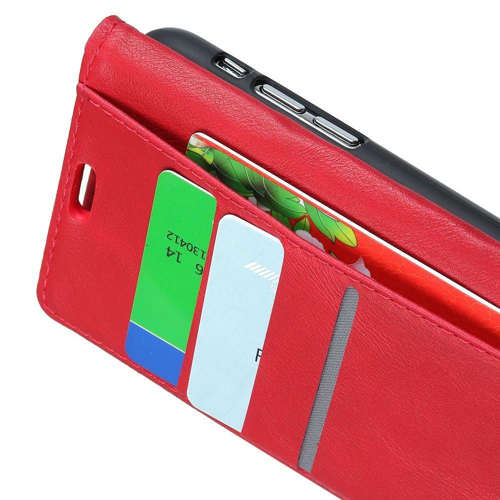 Боковая Чехол Книжка Кошелек с Футляром для Карт и Застежкой Магнитом для HTC Desire 12s Красный