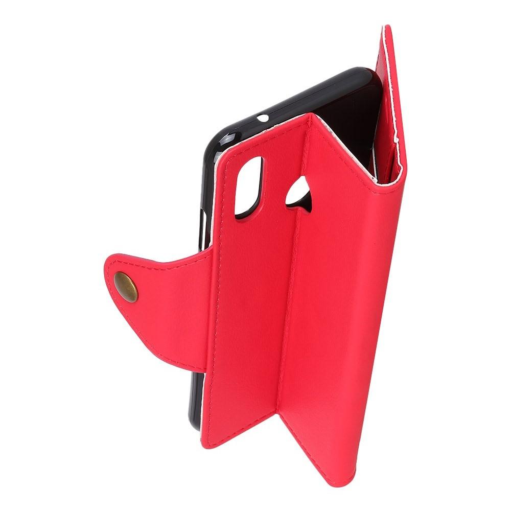 Боковая Чехол Книжка Кошелек с Футляром для Карт и Застежкой Магнитом для Huawei Honor 8X Красный