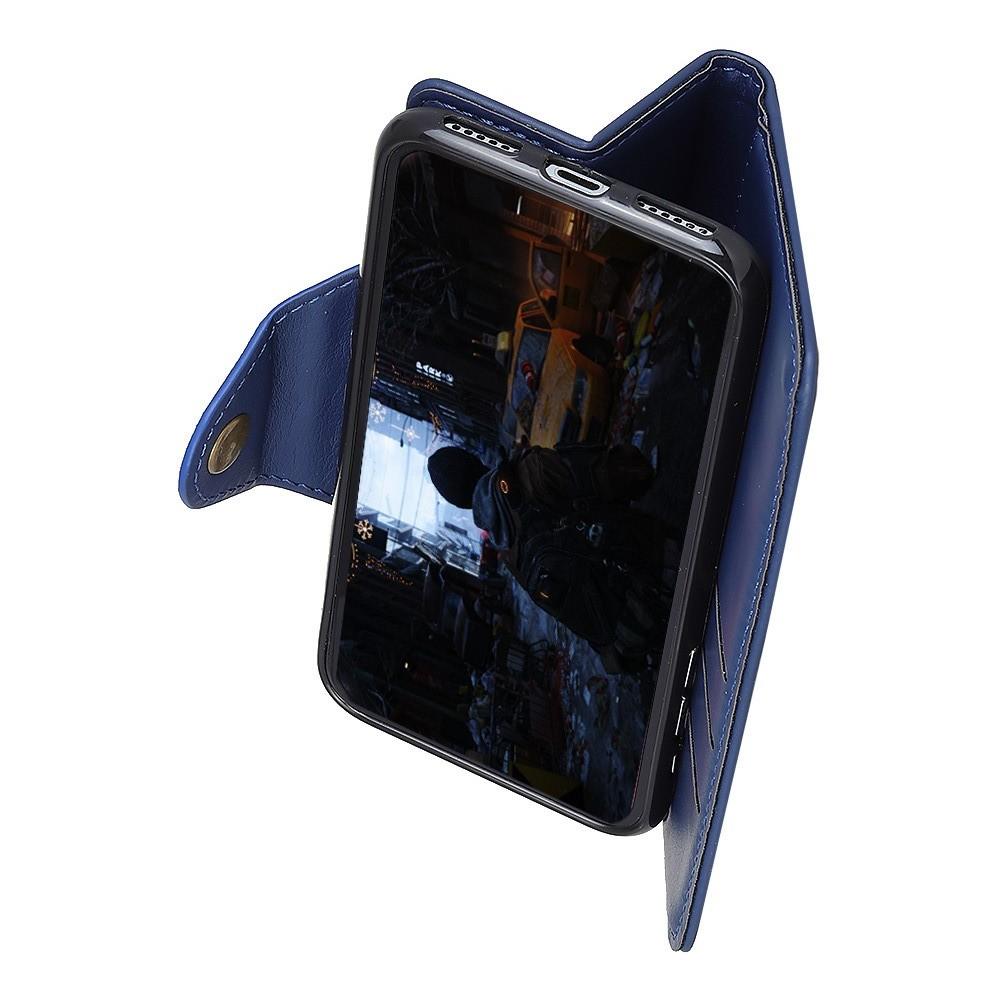 Боковая Чехол Книжка Кошелек с Футляром для Карт и Застежкой Магнитом для Huawei Honor 8X Синий