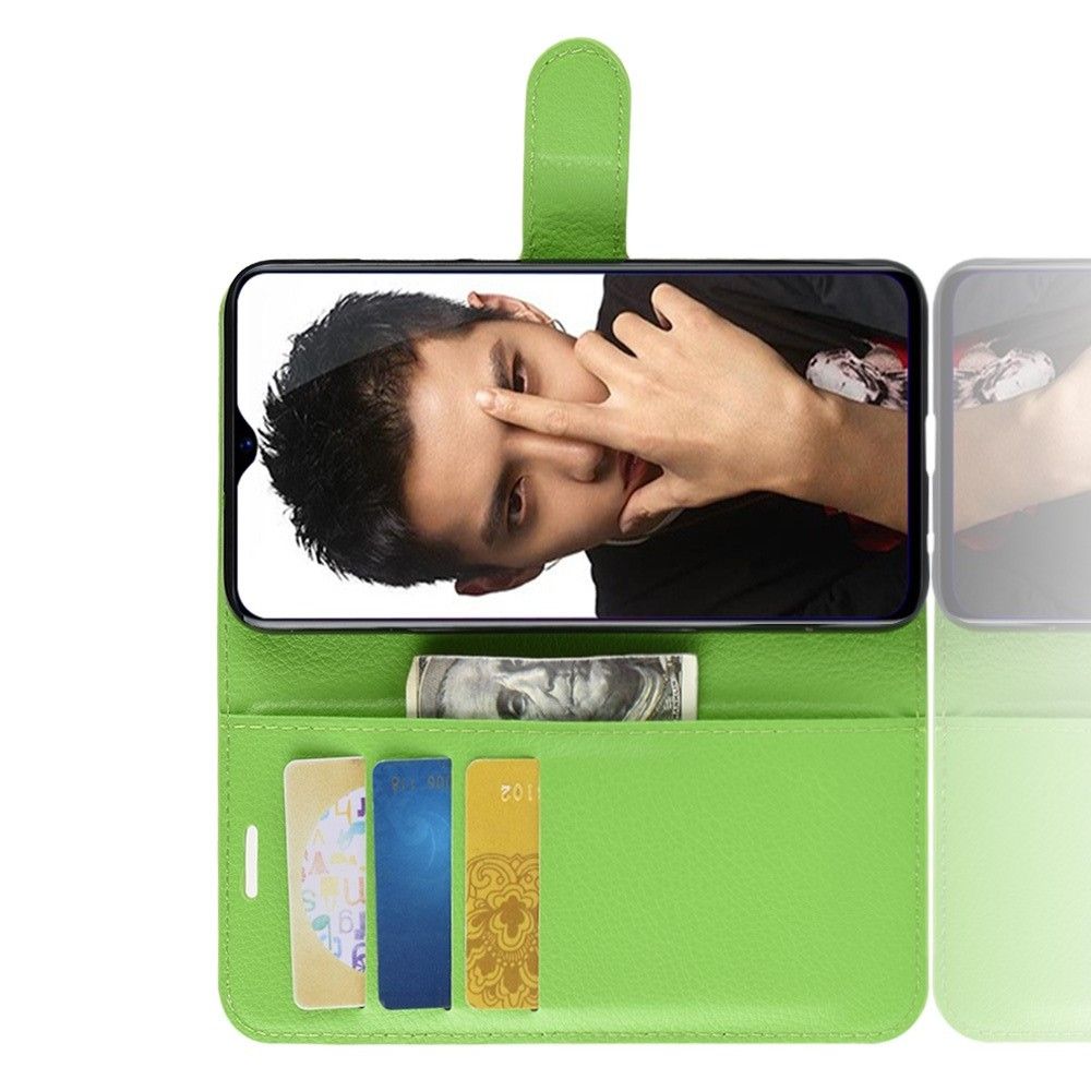 Боковая Чехол Книжка Кошелек с Футляром для Карт и Застежкой Магнитом для Huawei Honor 8X Зеленый