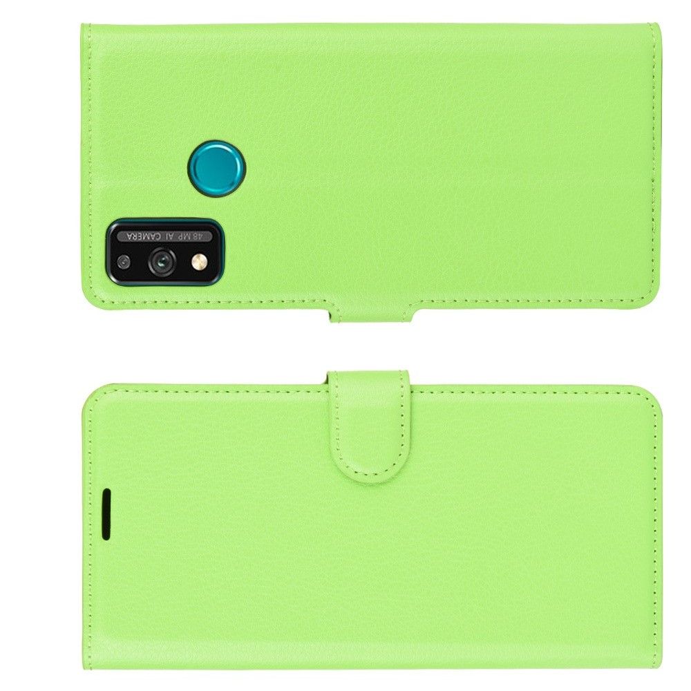 Боковая Чехол Книжка Кошелек с Футляром для Карт и Застежкой Магнитом для Huawei Honor 9X Lite Зеленый