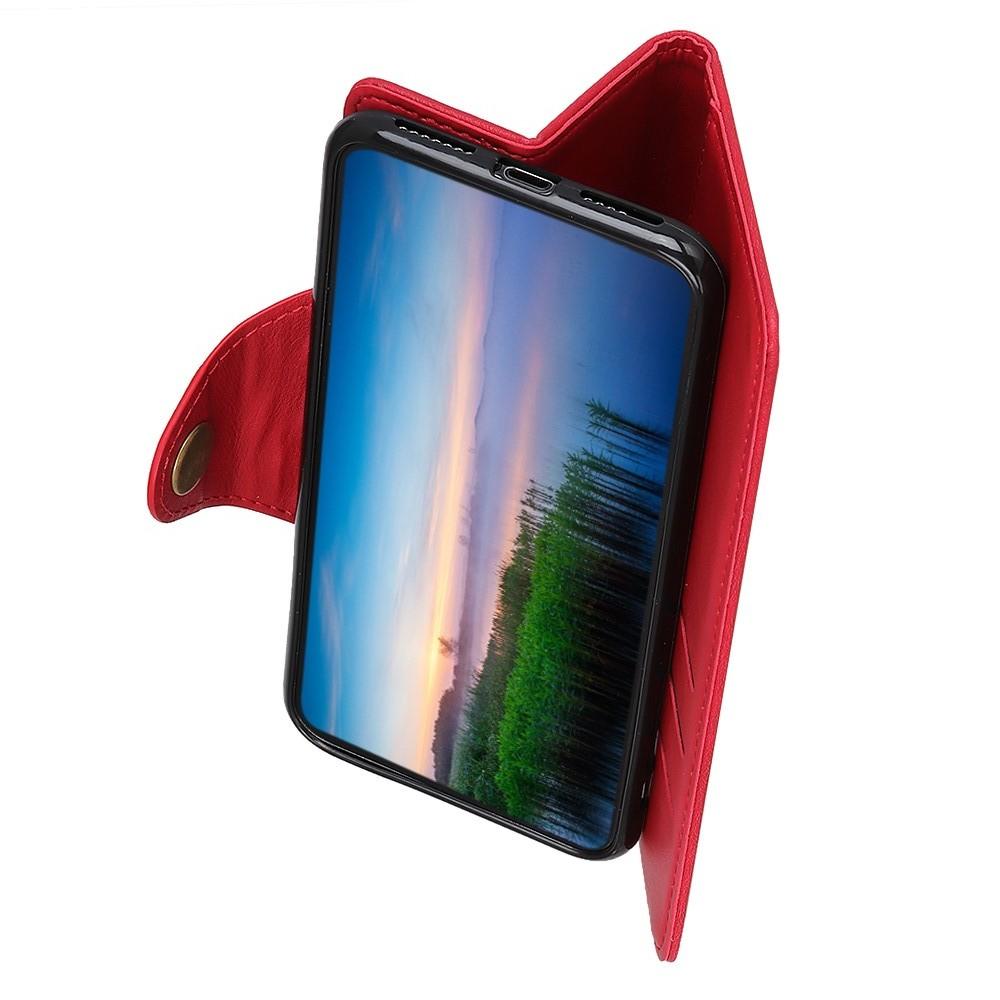 Боковая Чехол Книжка Кошелек с Футляром для Карт и Застежкой Магнитом для Huawei Honor 9X Pro Красный
