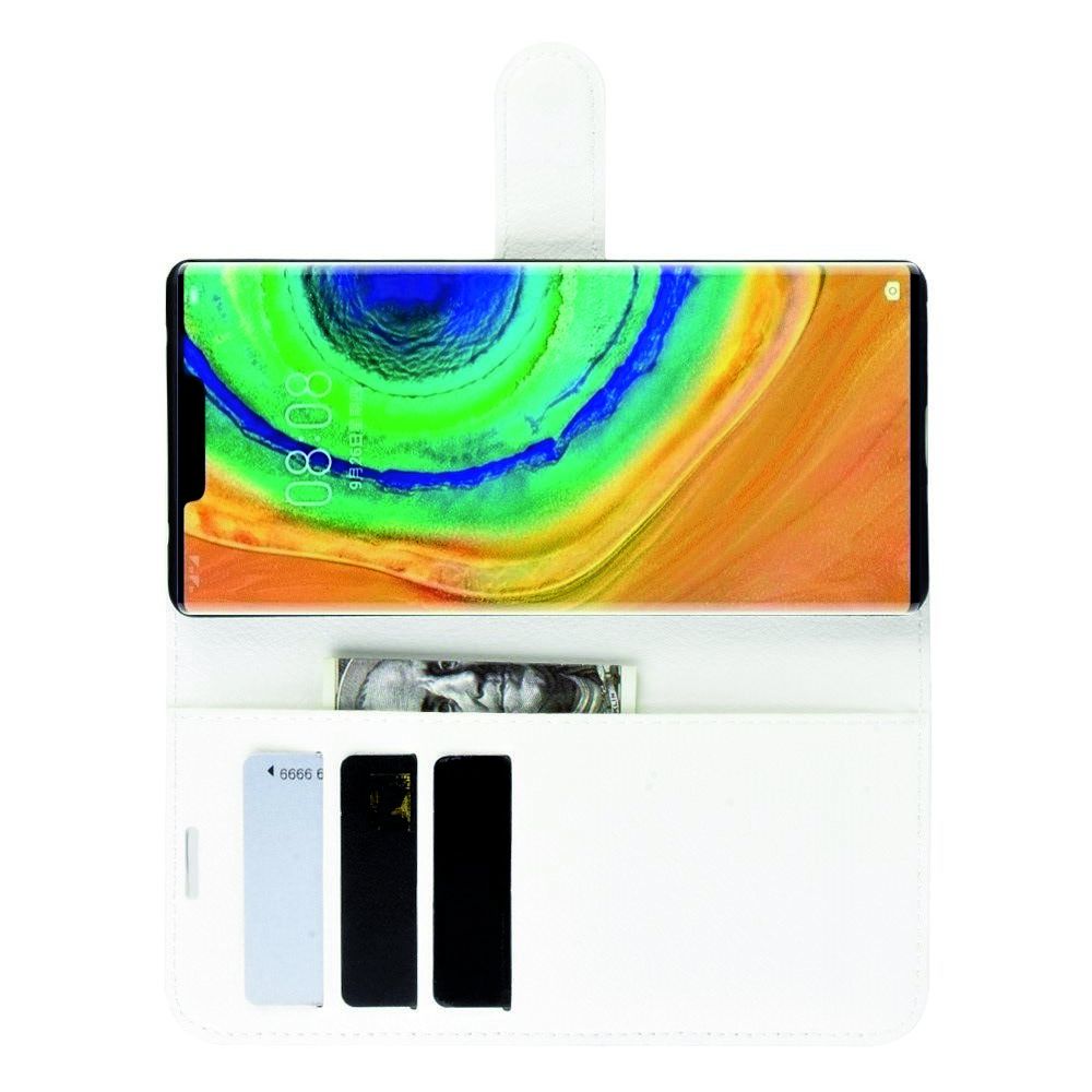 Боковая Чехол Книжка Кошелек с Футляром для Карт и Застежкой Магнитом для Huawei Mate 30 Pro Белый