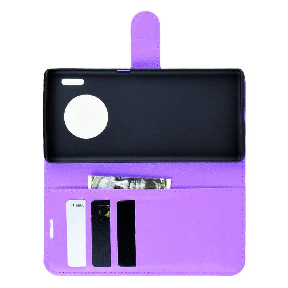 Боковая Чехол Книжка Кошелек с Футляром для Карт и Застежкой Магнитом для Huawei Mate 30 Pro Фиолетовый