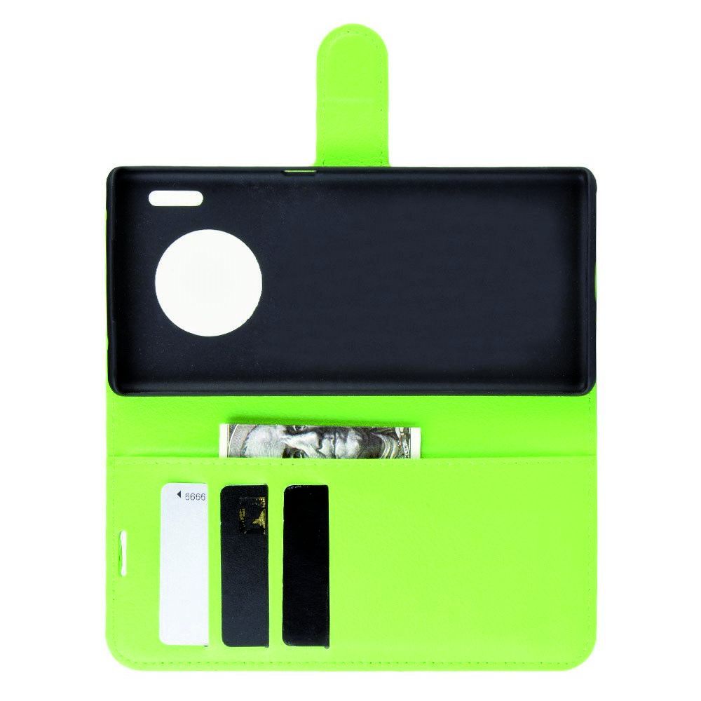 Боковая Чехол Книжка Кошелек с Футляром для Карт и Застежкой Магнитом для Huawei Mate 30 Pro Зеленый