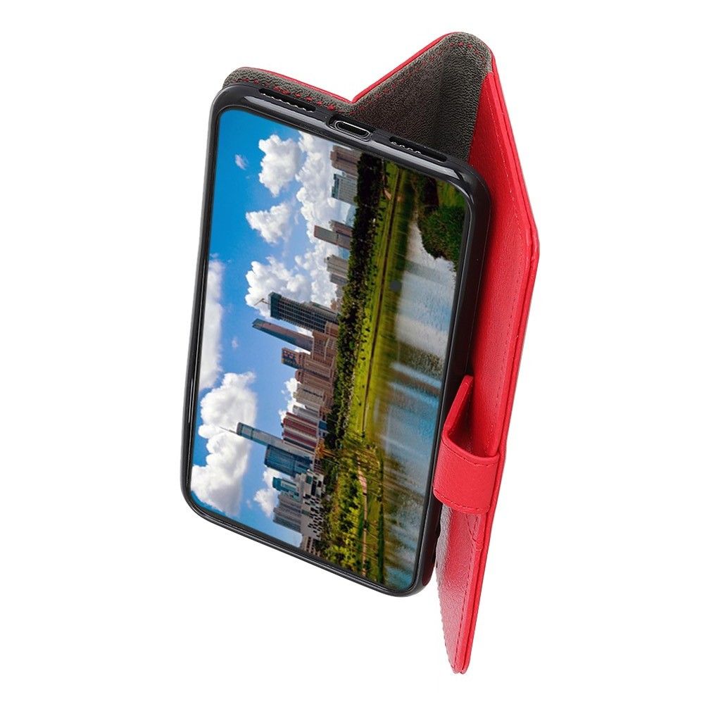 Боковая Чехол Книжка Кошелек с Футляром для Карт и Застежкой Магнитом для Huawei P40 lite E Красный