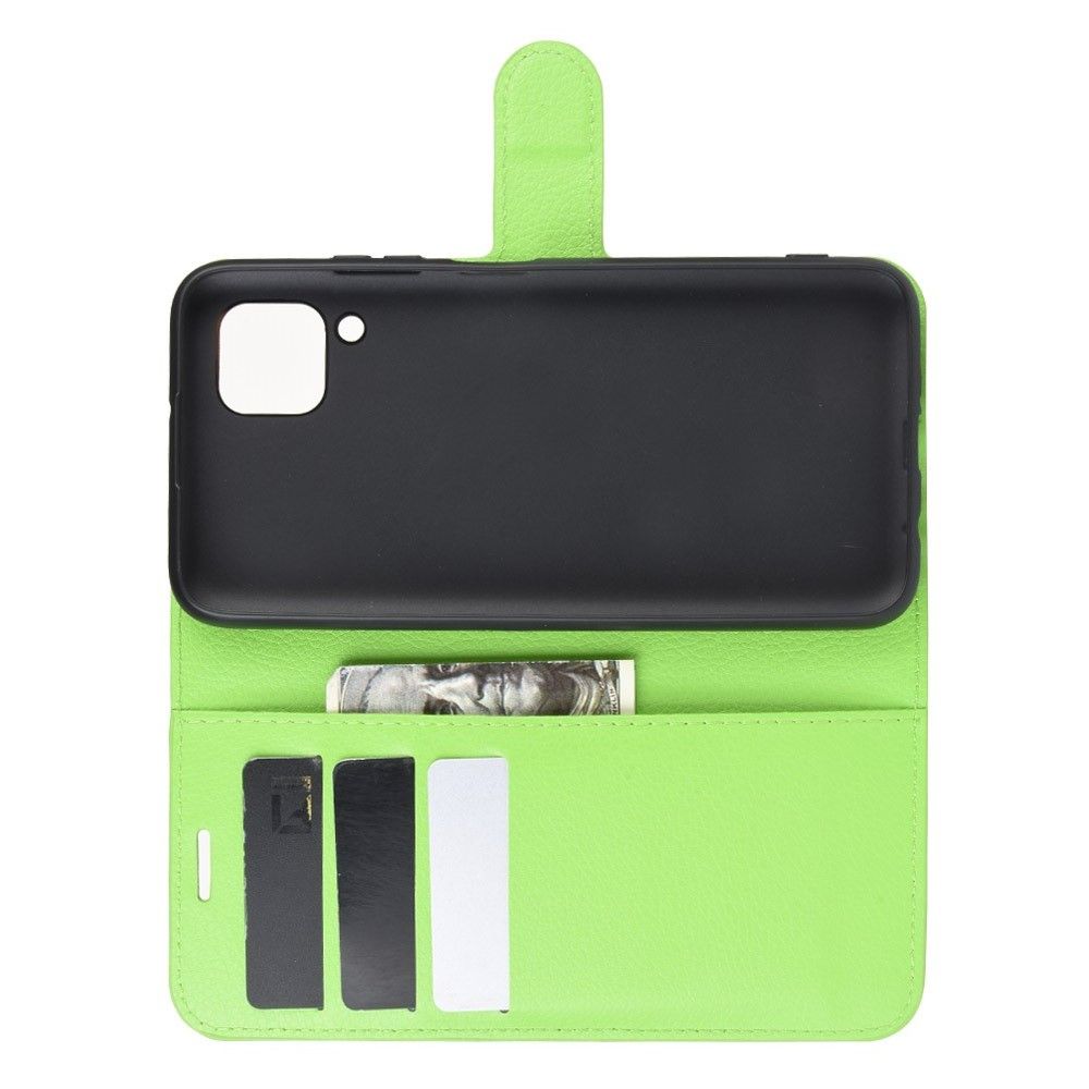 Боковая Чехол Книжка Кошелек с Футляром для Карт и Застежкой Магнитом для Huawei P40 Lite Зеленый
