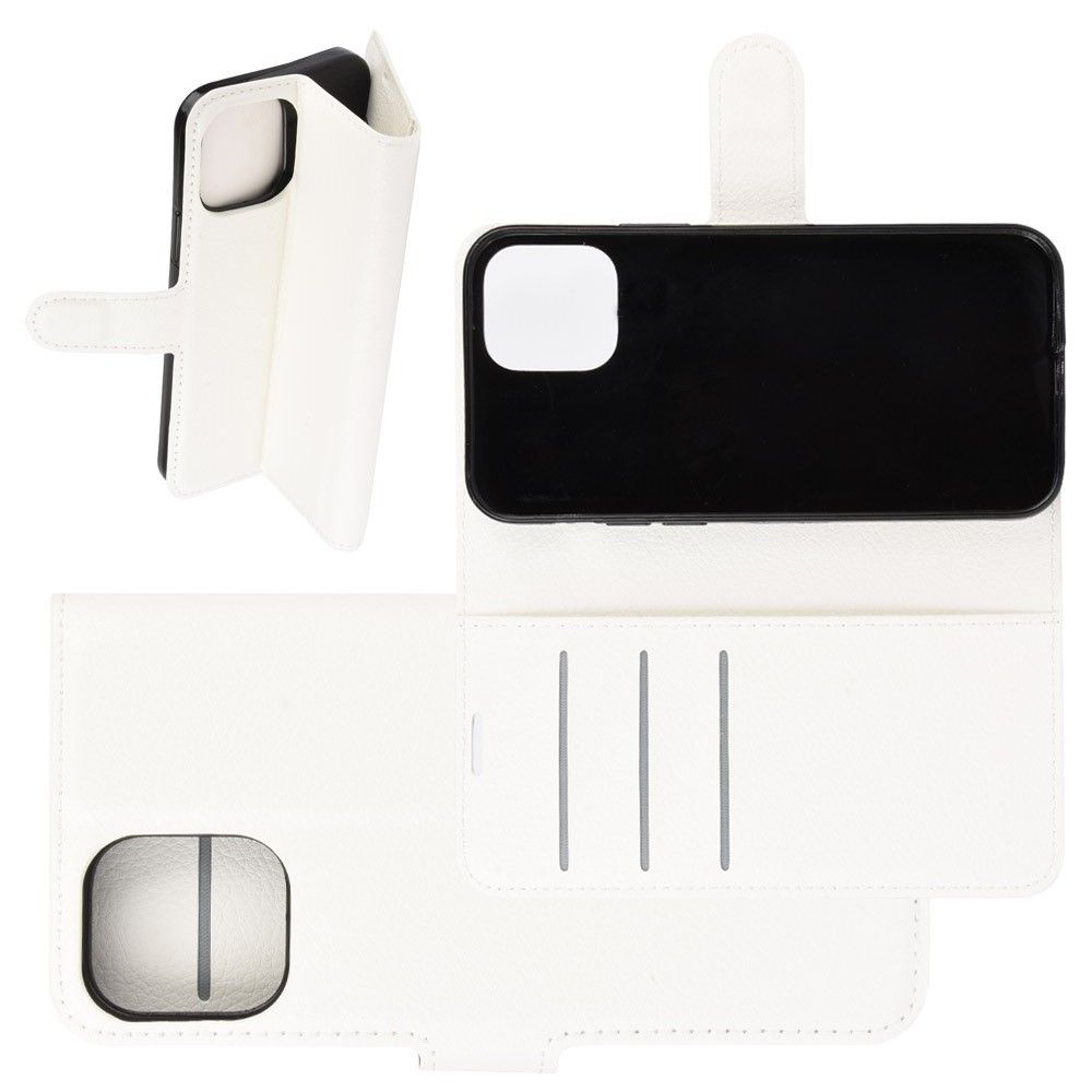 Боковая Чехол Книжка Кошелек с Футляром для Карт и Застежкой Магнитом для iPhone 12 mini Белый