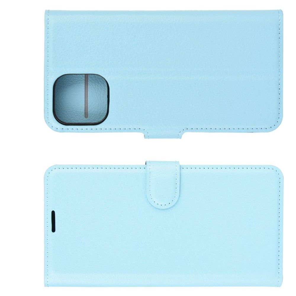 Боковая Чехол Книжка Кошелек с Футляром для Карт и Застежкой Магнитом для iPhone 12 mini Синий