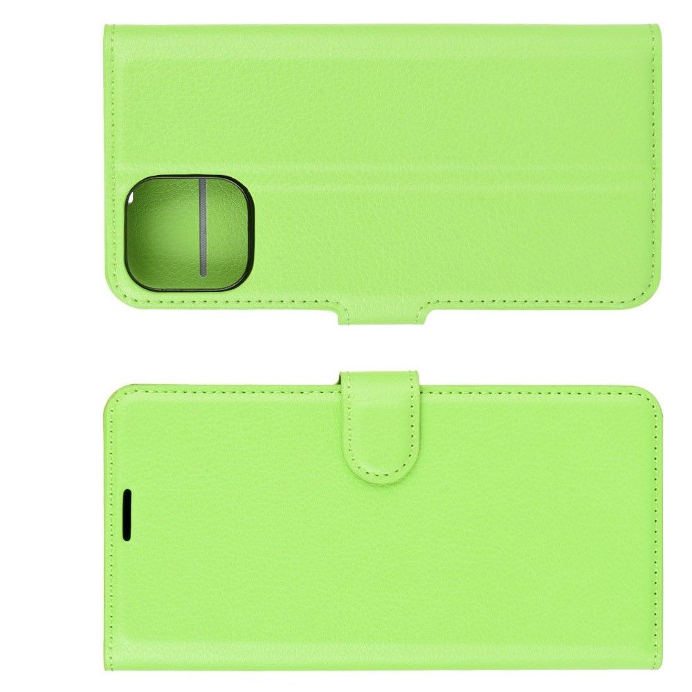 Боковая Чехол Книжка Кошелек с Футляром для Карт и Застежкой Магнитом для iPhone 12 mini Зеленый