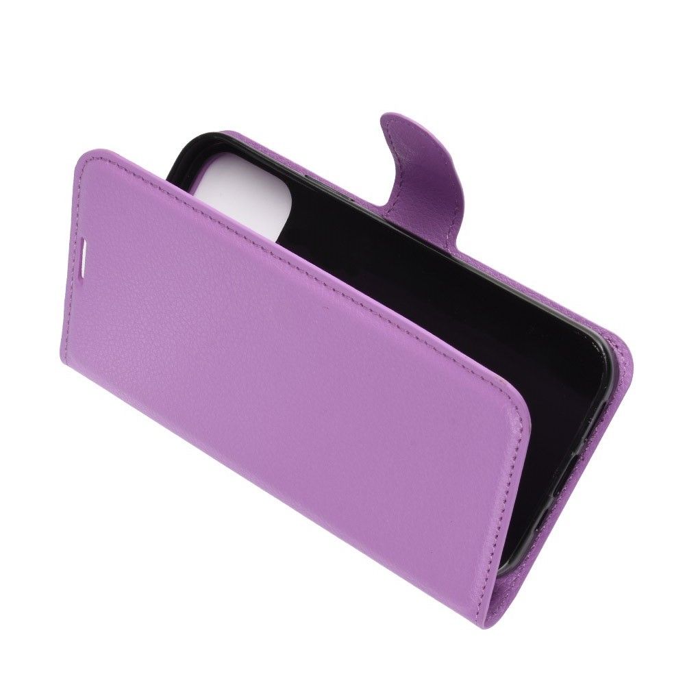 Боковая Чехол Книжка Кошелек с Футляром для Карт и Застежкой Магнитом для iPhone 12 Pro Max Фиолетовый