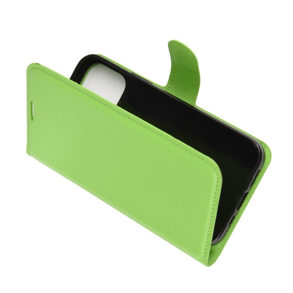 Боковая Чехол Книжка Кошелек с Футляром для Карт и Застежкой Магнитом для iPhone 12 Pro Max Зеленый