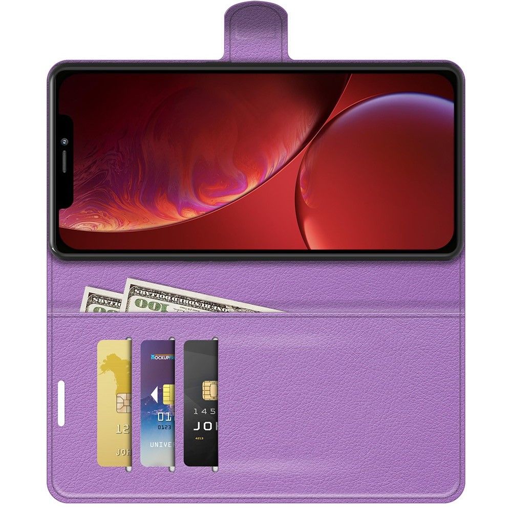 Боковая Чехол Книжка Кошелек с Футляром для Карт и Застежкой Магнитом для iPhone 13 mini Фиолетовый