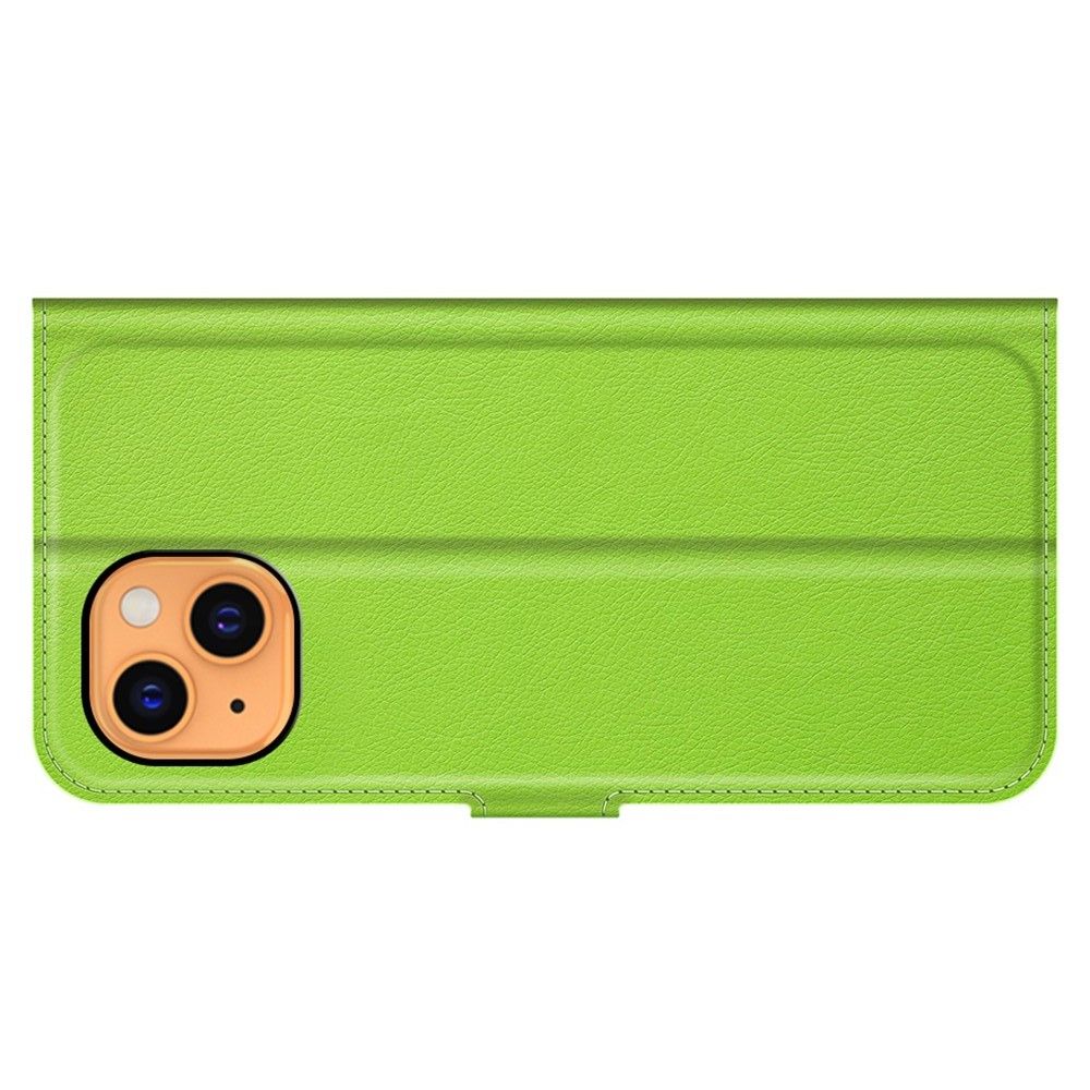 Боковая Чехол Книжка Кошелек с Футляром для Карт и Застежкой Магнитом для iPhone 13 mini Зеленый